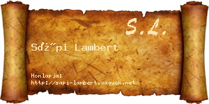 Sápi Lambert névjegykártya